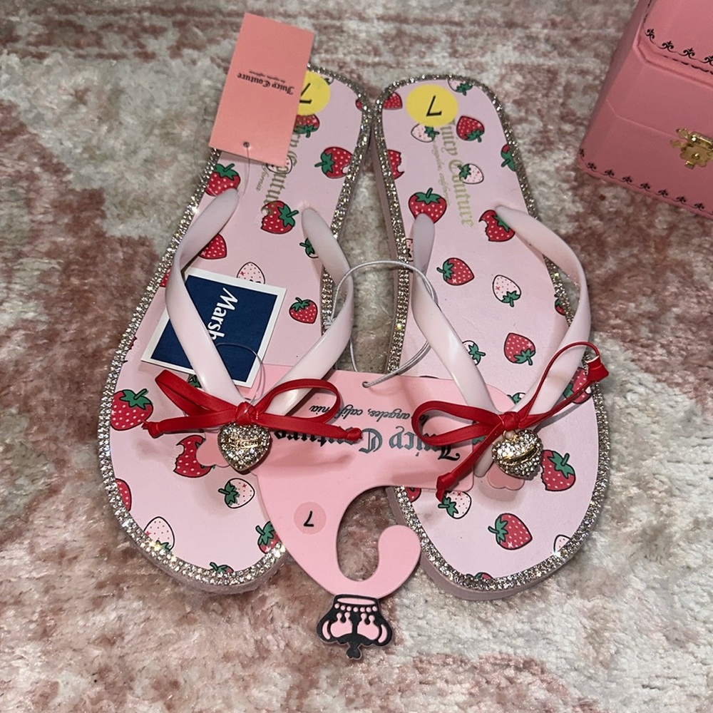 Juicy Couture Pink Strawberry Flip Flops